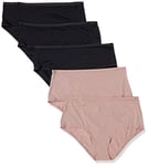 Amazon Essentials Culotte taille mi-haute (grandes tailles disponibles) Femme, Lot de 6, Noir/Taupe Foncé, 3XL Grande taille