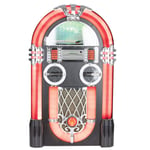 ITek I58066 XL Floorstanding Retro 50’s Style Jukebox with Bluetooth/Wifi Function, Remote Control, CD Player, Turntable , FM Radio, 80w with a Black Cabinet