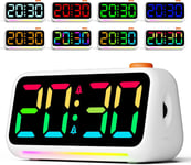 Dual Alarm Clock with Night Light, Dimmable Display, USB Charger - RGB Colors