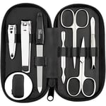 marQus kit manucure pedicure 7 pc. de Solingen - kit manucure professionnelle cuir, 2 coupe ongle, lime a ongles Solingen, pince à épiler, 2 ciseaux, pousse-cuticule - manicure kit complet