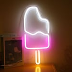 Glace 45 cm - Prise et Interrupteur on/Off Inclus Neon led pour Decoration Chambre Enfant ou Déco Néon Bar - Lampe Murale Néon led Glace sur Secteur