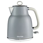 Salter Retro Kettle 1.7L Rapid Boil 360° Base Removable Limescale Cordless Grey