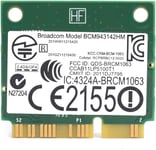 Carte Réseau sans Fil, Bcm943142hm 802.11 B/G/N Half Mini Pci-e WiFi Carte Bluetooth 4.0, pour Windows 7/8/10, pour Dell Xps 2710 17 TR