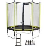 Trampoline de jardin 244 cm + filet de sécurité + échelle + kit d'ancrage jumpi Vert/Noir 250 - Kangui