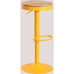 Tabouret Haut Réglable en Acier et Bois d'Orme Bardder SKLUM Orange Abricot