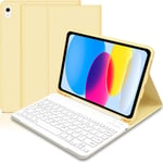 Étui Fin Pour Ipad 10e Génération Avec Clavier 10,9"" 2022, Disposition Britannique Pour Ipad 10e Génération, Étui Intelligent Fin Avec Clavier Amovible Et Porte-Crayon Pour Ipad 10e Génération, Jaune