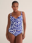 Phase Eight Ikat Print Tankini Top, Blue/Ivory