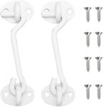 2 Pièces Loquets De Porte De Grange, Crochet Fermeture Porte, Crochet De Fenêtre En Acier Inoxydable Avec Vis Pour Fenêtre De Porte, Porte, Grange (Blanc)