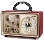 Radio Portable, PRUNUS J-110 Poste Radio Vintage Bluetooth FM/AM/(MW)/SW, Design en Bois Classique Radio Bluetooth, Radio Vintage Retro Prise en Charge de la Carte TF/USB/Haut-Parleur 5W (Argent)