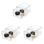 The Home Edit by iDesign Clear Recycled Plastic Deep Organiser Bin with Pull Out Drawer (Pack of 3)