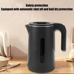 (Black)Stainless Steel Electric Kettle Double Layers 2000W 2L Auto Off F