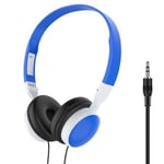 Filaire Pliable 3.5mm HiFi Audio Basse Casque 9D Stéréo Gaming Casque pour Téléphone Tablette PC Professionnel Studio Casque-Bleu Clair