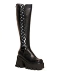 LAMODA Women's Misery Business Knee High Boot, Black Pu, 7 UK