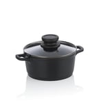 kela ATURA Marmite 16 cm avec couvercle en verre 1 l, petite casserole à induction, en fonte d'aluminium et revêtement céramique, sans PFAS Noir