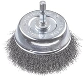 kwb Brosse boisseau fine, ondulée, fil d'acier HSS, Ø 75 mm pour métal et pierre, brosse métallique pour perceuse y compris tige hexagonale E6.3, pour dérouiller, décalaminer