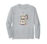 Coffee House in a Stovetop Espresso Maker, Cute Illustration Long Sleeve T-Shirt