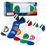 Marvel Chaussettes Basses Garçon, Coffret de 5 Socquettes Enfant - Idée Cadeau Garçons (Blanc/Multicolore, 30-35 EU)