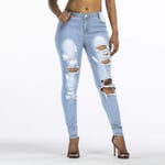 mzDkc0d Jean Femme Taille Basse Slim Washed Ripped Hole Gradient Long Jeans Denim Sexy Regular Pants