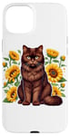 iPhone 15 Plus Sunflowers York Chocolate Cat Case