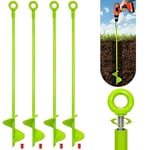 4 Pcs 18" Earth Ground Anchor, Heavy Duty Ground Anchor Kit, Ground Anchor Srew in, Swing Set Ground Anchors, Shed Anchor Kit for Trampoline, Tents, Canopies, Sheds, Swings, Adapter Not Included