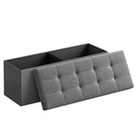 SONGMICS Banc de Rangement, Pouf Pliable, 38 x 110 x 38 cm, Bout de Lit, Repose-pieds, Coffre de Rangement, Charge jusqu'à 300 kg, pour Salon, Chambre, Entrée, Gris Foncé LSF77K