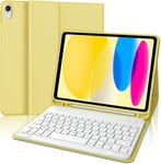 Clavier Ipad 10eme Generation 10.9"", Coque Clavier Pour Ipad 10eme Generation 2022, Azerty Français Clavier Bluetooth Détachable Avec Fente Pour Stylo Pour Ipad 10ème Génération, Jaune