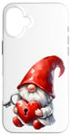 Coque pour iPhone 16 Plus Love Gnome And Red Heart Lock With Key For Valentines Day