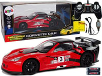 Leantoys Sports Car Racing R/C 1:18 Corvette C6.R Røde 2,4 G Lys