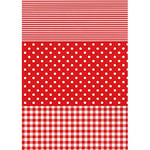 Décopatch FDA484O - Une pochette de 20 feuilles 30x40 cm - Vichy, pois, rayé Rouge