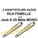 2 Adaptateurs Jack 6,35 Mâle Mono vers RCA Femelle Capot Métal