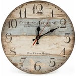 30cm Vintage Horloge Murale Rustique, silencieuse en Bois Cadran Horloge minuteur pour la Maison Salon Chambre Bureau Café Bar Decor (Victor Hugo)