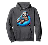 Sloth Gamer with Headphones and Controller Pullover Hoodie