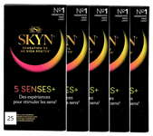 SKYN 5 Senses Texturés Préservatifs Sans Latex Lot de 25, 5 x 5 Paquet