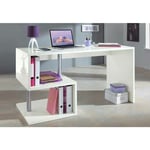 Dmora - Esse bureau moderne pour bureau et étude avec étagère, Made in Italy, Table d'ordinateur, bureau pc, 140x60h78 cm, couleur blanc brillant,