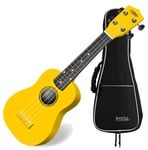 Ukulele Soprano de Guitare Uke 21'' Bois Erable 4 Corde Couleur Jaune Set Housse