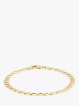 IBB 9ct Gold Diamond Cut Flat Curb Chain Bracelet, Gold