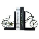 Art Bookend Creative Bookends Retro Nostalgic Wrought Iron Bicycle Book Holder Office Heavy Duty Bookend Bookcase Decoration Bookcase Study Room Ornament Book Ends (Color : A)