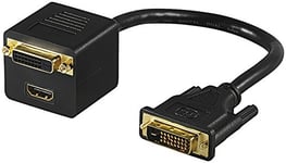 Goobay 34208 Connecteur DVI/HDMI™ Doré - Connecteur DVI-D Dual-Link (24+1 broches) > Prise femelle DVI-D Dual-Link (24+1 broches) + Prise femelle standard HDMI™ (type A)