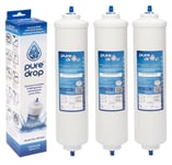 3x In-Line External Water Filter Compatible with Samsung LG Daewoo Beko Fridge