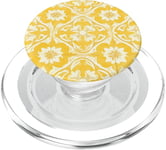 Carrelage floral jaune avec détails ornementaux PopSockets PopGrip pour MagSafe