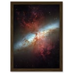 Hubble Space Telescope Image Starburst Galaxy M82 Happy Sweet Sixteen Celebration Messier 82 Blue Disk Red Dust Gas Star Formation Cluster Art Print F