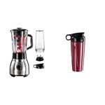 Set: Russell Hobbs Blender [polyvalent et puissant de 1,5 L, bol en verre] 23821-56 + Gourde to-go [600 ml avec couvercle pour emporter et consommer smoothies, jus de fruits, etc.] 700105