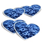 4x Heart Stickers - Blue Number Art Maths Physics #12331