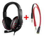 3.5mm Wired Gaming Headphones Game Headset Noise Cancelling Earphone with Microphone Volume Control for PS4 Play Station 4 PC Red plus adapter