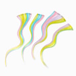 Claire's Extensions de cheveux synthétiques à clip couleurs arc-en-ciel vives - Lot de 4