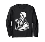 Vintage Skeleton Holding A Cat Long Sleeve T-Shirt