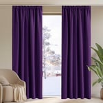 PONY DANCE Rideau Salon - Rideaux Occultant Thermiques Isolants Anti Chaleur Galon Fronceur Décoration pour Chambre Maison Fille Enfant, Violet, L 140 x H 245 cm, Double Pièces