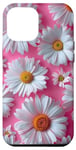 iPhone 15 Plus White Daisies on Bright Pink Pattern Design Case