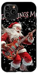 Coque pour iPhone 11 Pro Guitare Père Noël à bascule Cool Christmas Rock & Roll Musique