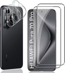 Verre Trempé Pour Huawei Pura 70 Pro/Pro Plus, 2 Pièces Protection Écran Film Avec 2 Pièces Caméra Arrière Protecteur, Dureté 9h Film En Sans Bulles,Ultra Hd Vitre Trempé